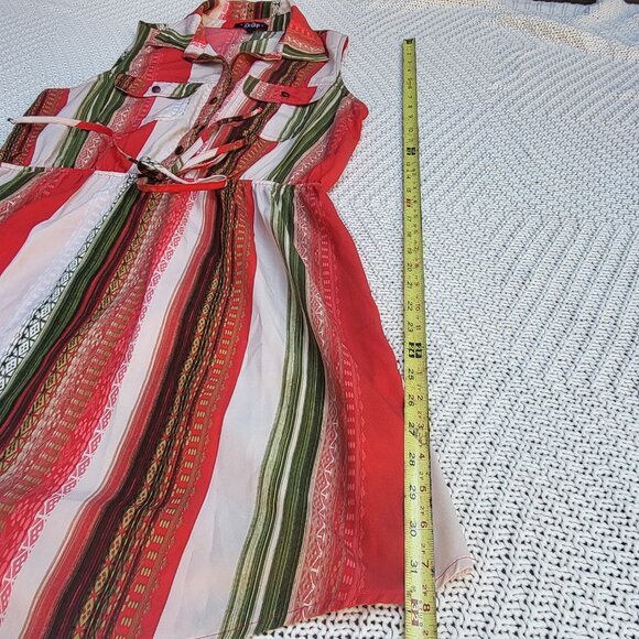 Sleeveless Shirt Dress Button Front Elastic Waist Large - Picture 12 of 15